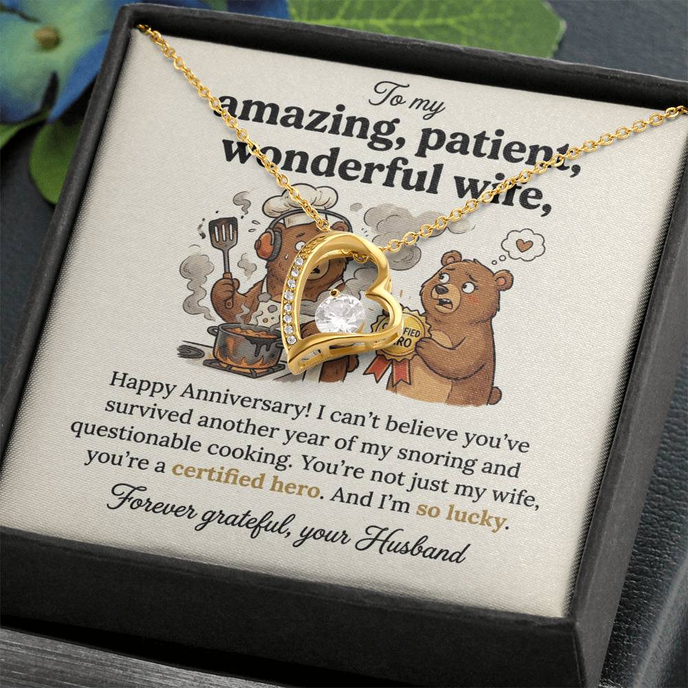 To My Wife Necklace From Husband, Funny Anniversary Gift, Certified Hero Wife Present, Love Knot Necklace-LKN59487