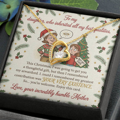 To My Daughter Necklace From Mother, Funny Christmas Gift, Holiday Gift For Daughter, Mother Daughter Gift - Love Knot Necklace-LKN92225