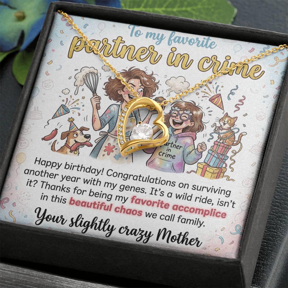 To My Daughter Necklace From Mom - Funny Birthday Gift, My Partner In Crime - Love Knot Necklace-LKN23675