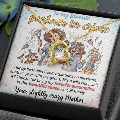 To My Daughter Necklace From Mom - Funny Birthday Gift, My Partner In Crime - Love Knot Necklace-LKN23675