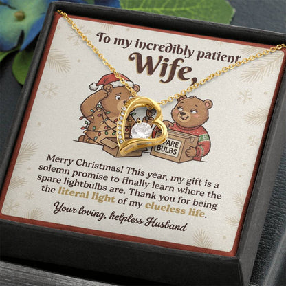 To My Wife Necklace From Husband, Funny Christmas Gift for Wife, Holiday Gift Idea - Love Knot Necklace-LKN26651