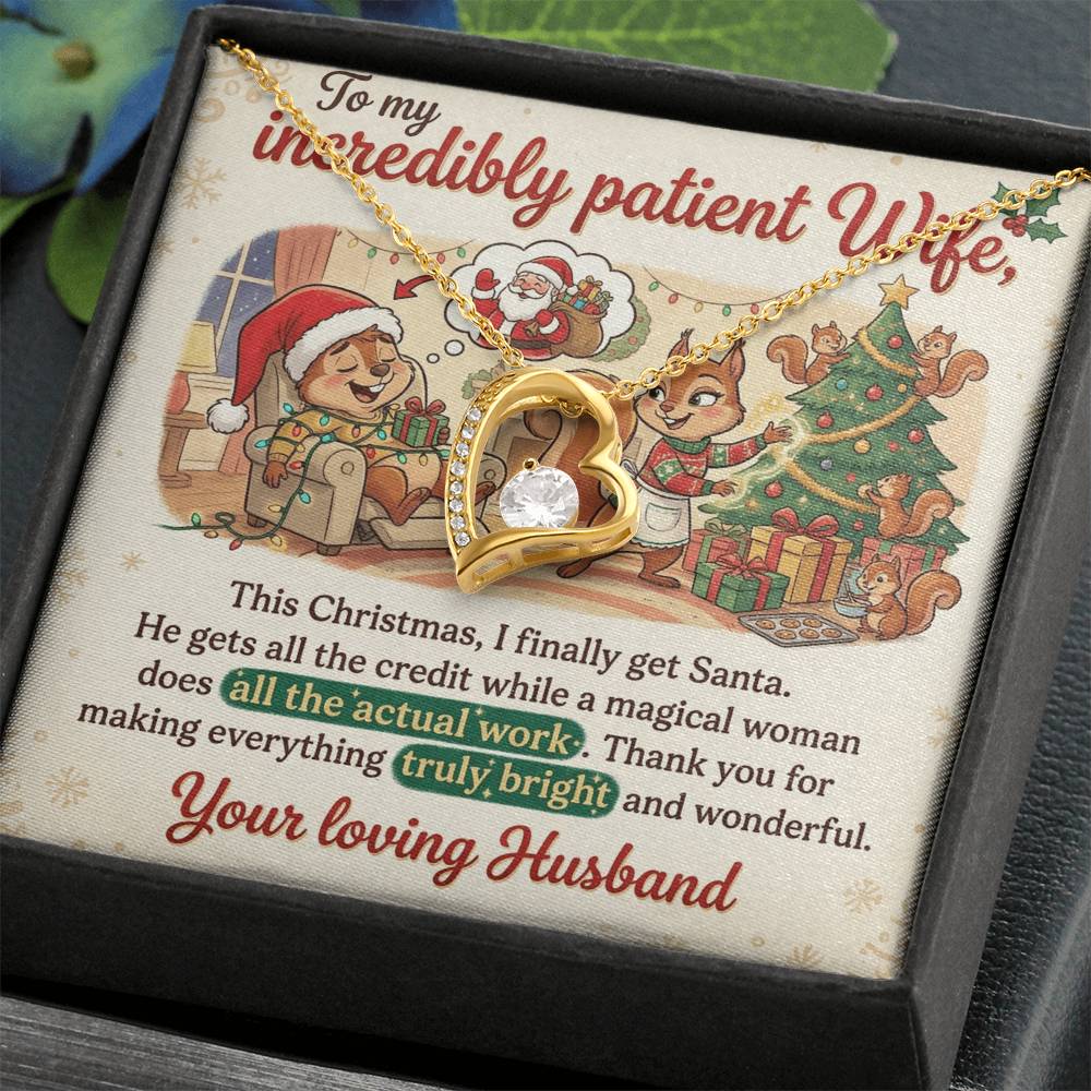 To My Wife Necklace From Husband, Funny Christmas Gift For Her, Xmas Present, Holiday Gift For Wife, Love Knot Necklace-LKN80474