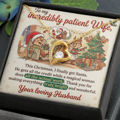 To My Wife Necklace From Husband, Funny Christmas Gift For Her, Xmas Present, Holiday Gift For Wife, Love Knot Necklace-LKN80474