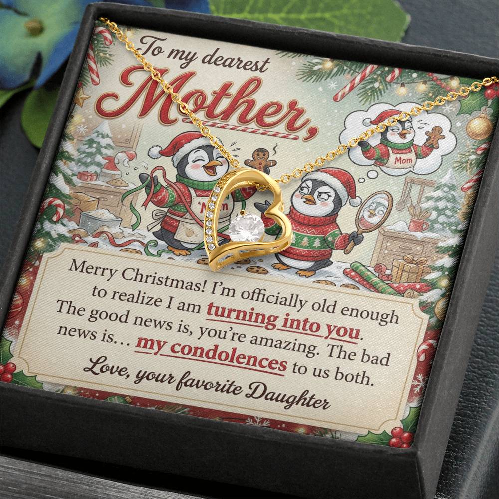 To My Mother Necklace From Daughter, Funny Christmas Gift For Mom, Mom Birthday Gift, Turning Into You - Love Knot Necklace-LKN95163