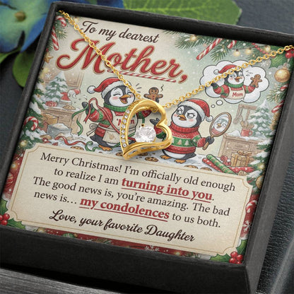 To My Mother Necklace From Daughter, Funny Christmas Gift For Mom, Mom Birthday Gift, Turning Into You - Love Knot Necklace-LKN95163