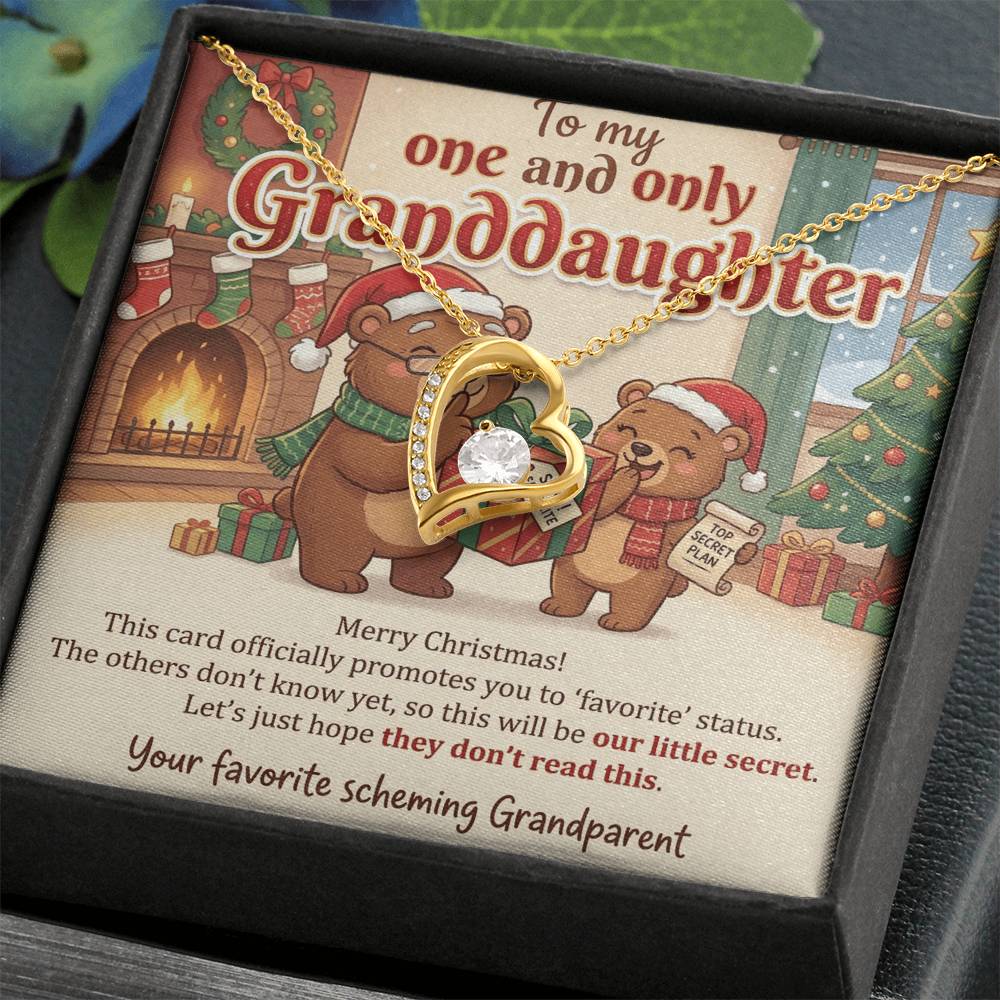 To My Granddaughter Necklace From Grandparent, Favorite Granddaughter Christmas Gift, Holiday Present for Her - Love Knot Necklace-LKN97259