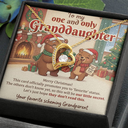 To My Granddaughter Necklace From Grandparent, Favorite Granddaughter Christmas Gift, Holiday Present for Her - Love Knot Necklace-LKN97259