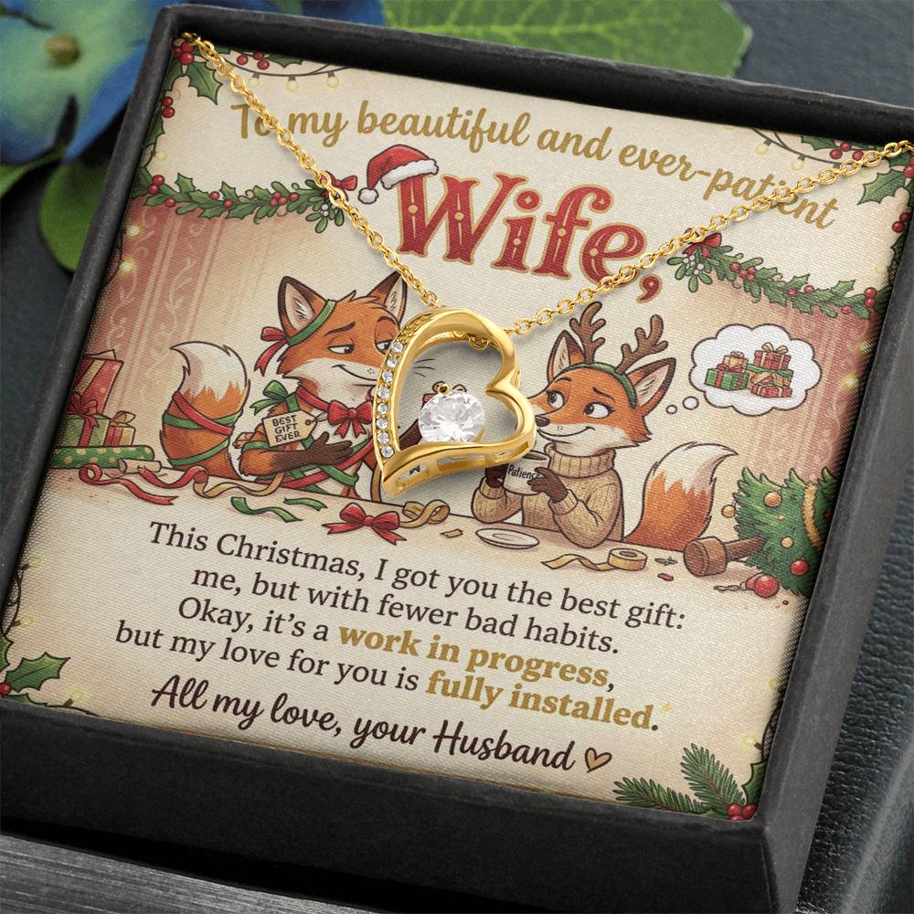 To My Wife Necklace From Husband, Funny Christmas Gift, Holiday Jewelry, Gift for Ever-Patient Wife - Love Knot Necklace-LKN16772