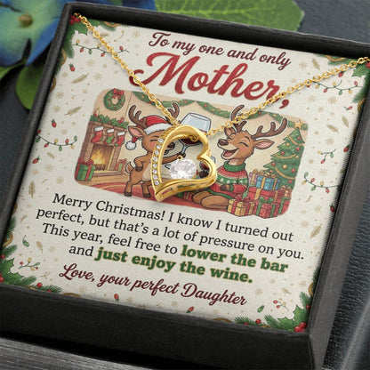 To My Mother Necklace From Daughter, Merry Christmas Gift for Mom, Funny Holiday Gift - Love Knot Necklace-LKN93856