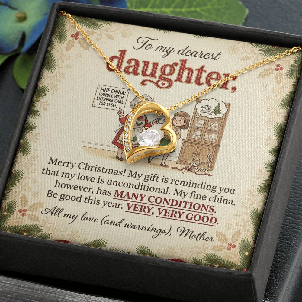 To My Daughter Necklace From Mother, Funny Christmas Gift for Daughter, Mother Daughter Holiday Gift - Love Knot Necklace-LKN91830