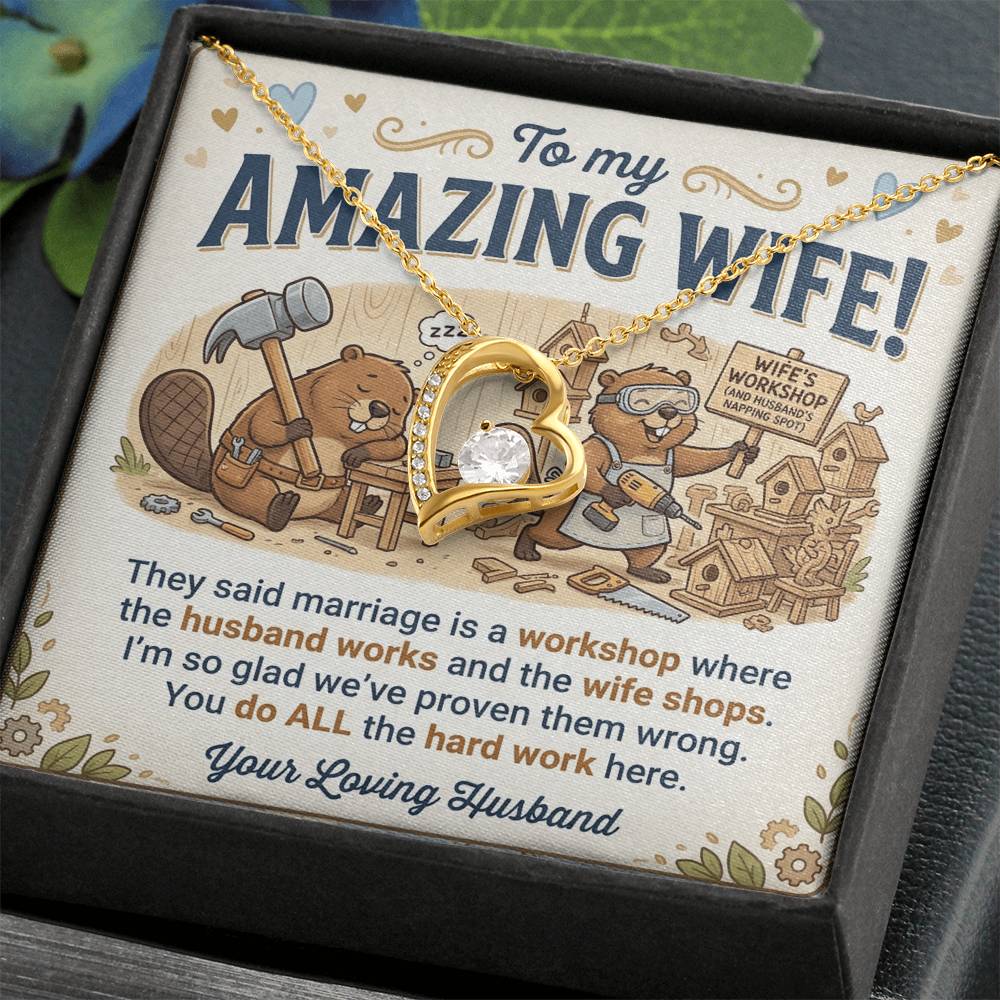 To My Wife Necklace From Husband, Funny Anniversary Gift for Her, Wife Birthday Gift - Love Knot Necklace-LKN49192