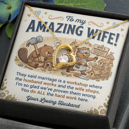 To My Wife Necklace From Husband, Funny Anniversary Gift for Her, Wife Birthday Gift - Love Knot Necklace-LKN49192