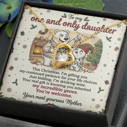 To My Daughter Necklace From Mother, Funny Christmas Gift, Mom to Daughter Present, Birthday Gift Idea, Love Knot Necklace-LKN69661