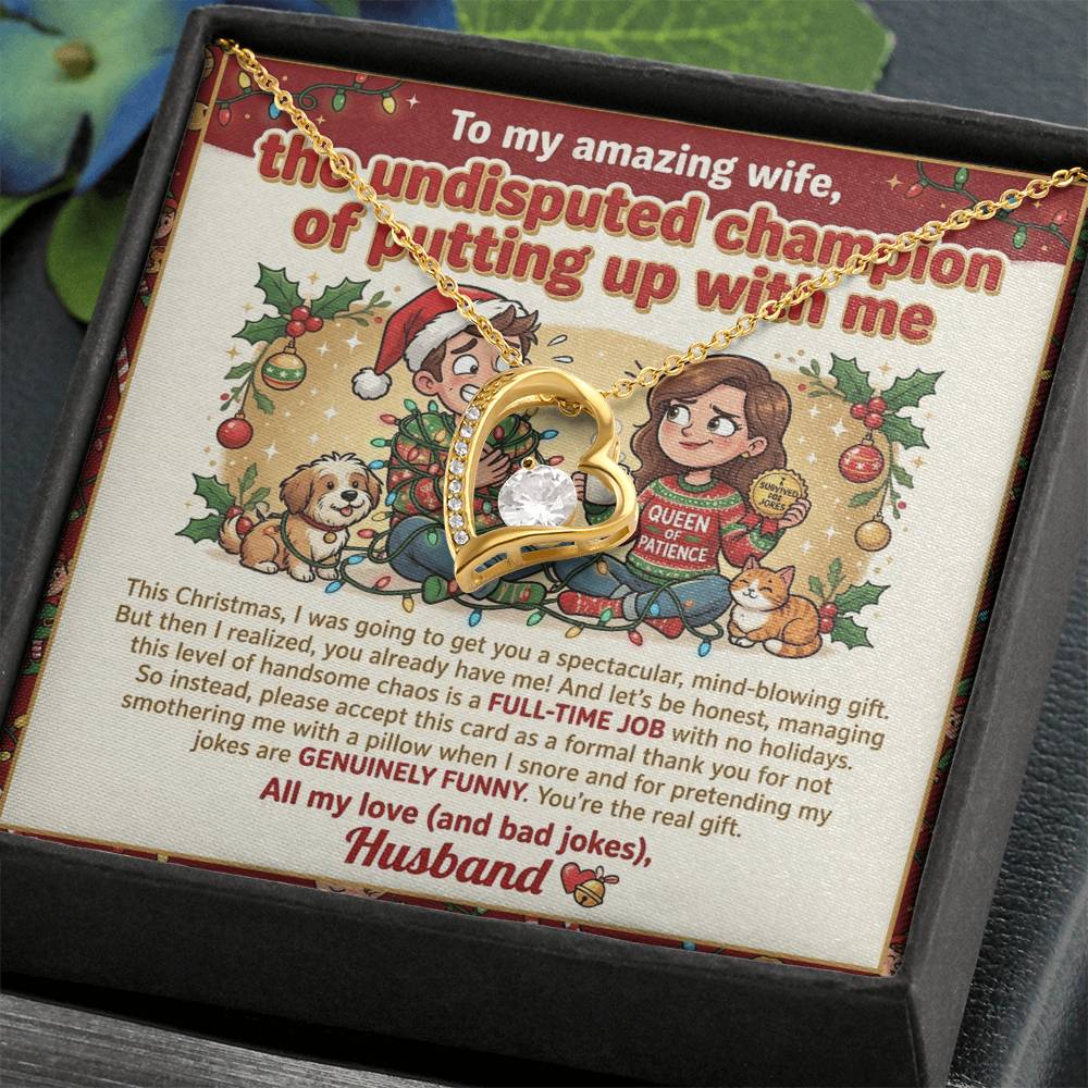 To My Wife Necklace From Husband, Funny Christmas Gift, Holiday Present For Her, Love Knot Necklace-LKN93284