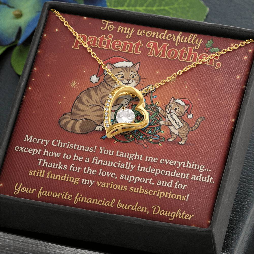 To My Mother Necklace From Daughter, Funny Christmas Gift for Mom, Humorous Xmas Present, Love Knot Necklace-LKN91310