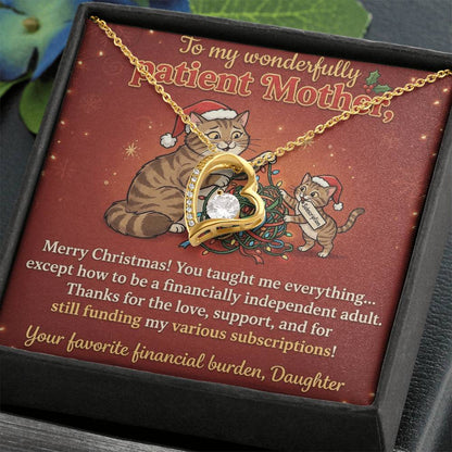 To My Mother Necklace From Daughter, Funny Christmas Gift for Mom, Humorous Xmas Present, Love Knot Necklace-LKN91310