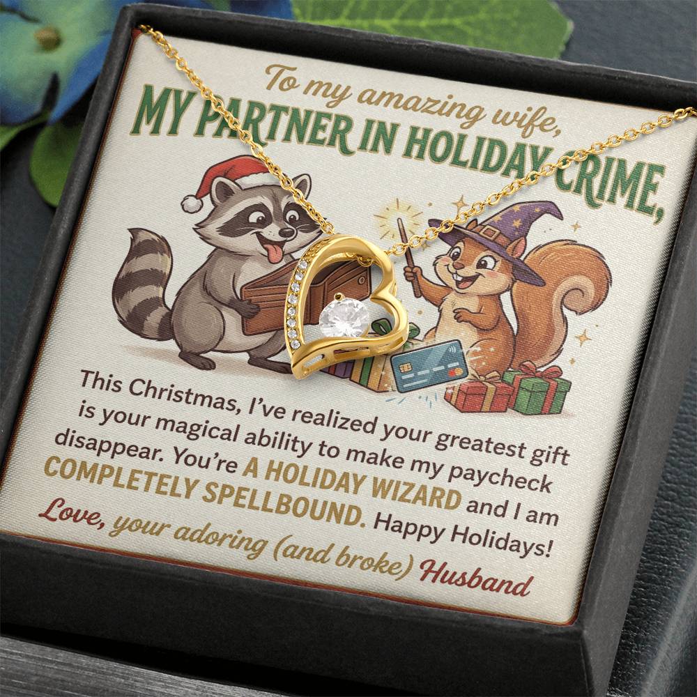 To My Wife Necklace From Husband, Funny Christmas Gift, Partner In Holiday Crime, Love Knot Necklace-LKN99813