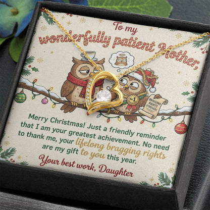 To My Mother Necklace From Daughter, Funny Christmas Gift, Mom Birthday Present, Your Greatest Achievement - Love Knot Necklace-LKN54481