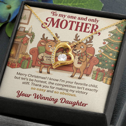 To My Mother Necklace From Daughter, Funny Favorite Child Christmas Gift, Xmas Present for Mom - Love Knot Necklace-LKN75523