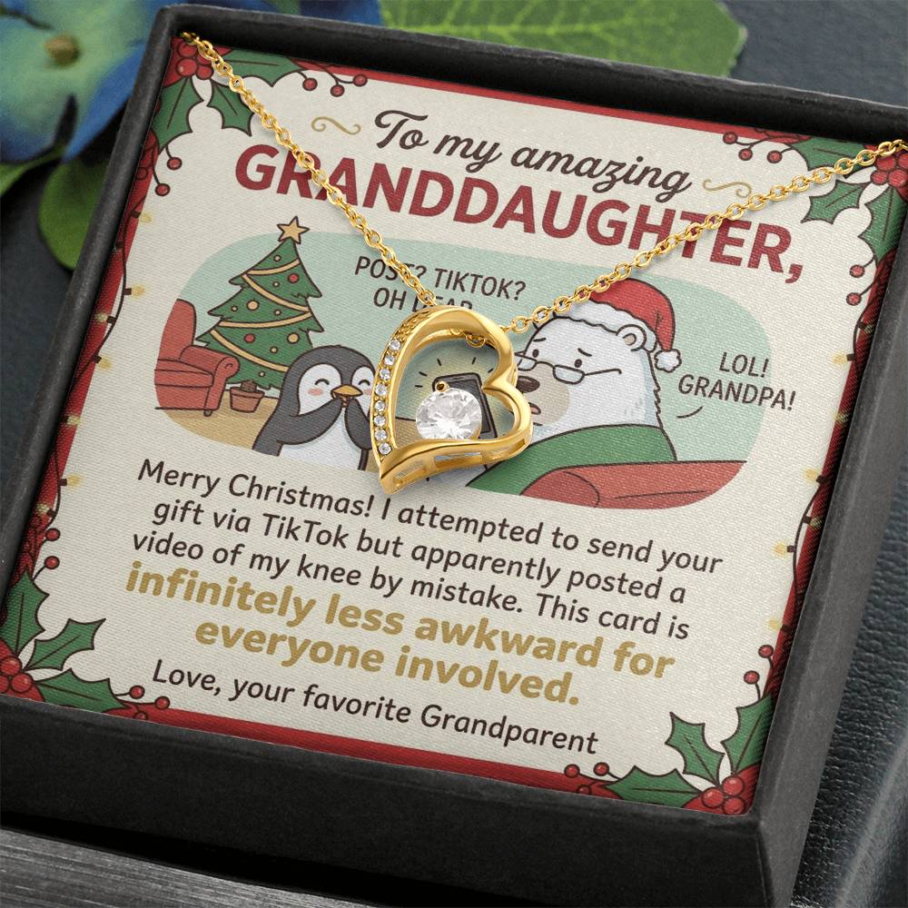 To My Granddaughter Necklace From Grandparent, Funny Christmas Gift for Granddaughter, Xmas Gift Idea - Love Knot Necklace-LKN45951