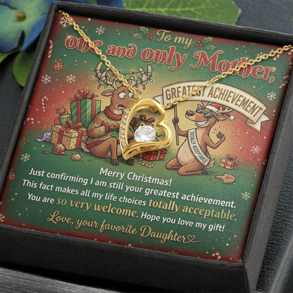 To My Mother Necklace From Daughter, Funny Christmas Gift, Greatest Achievement, Holiday Gift for Mom - Love Knot Necklace-LKN76298