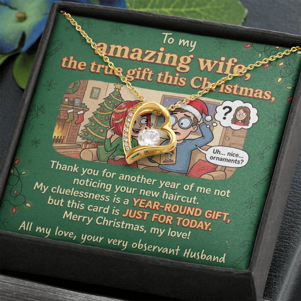 To My Wife Necklace From Husband, Funny Christmas Gift, The True Gift This Christmas, Humorous Wife Gift, Love Knot Necklace-LKN79300