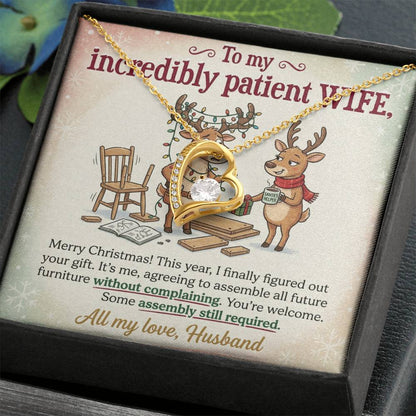 To My Wife Necklace From Husband, Funny Christmas Gift for Her, Holiday Present, Love Knot Necklace-LKN92019