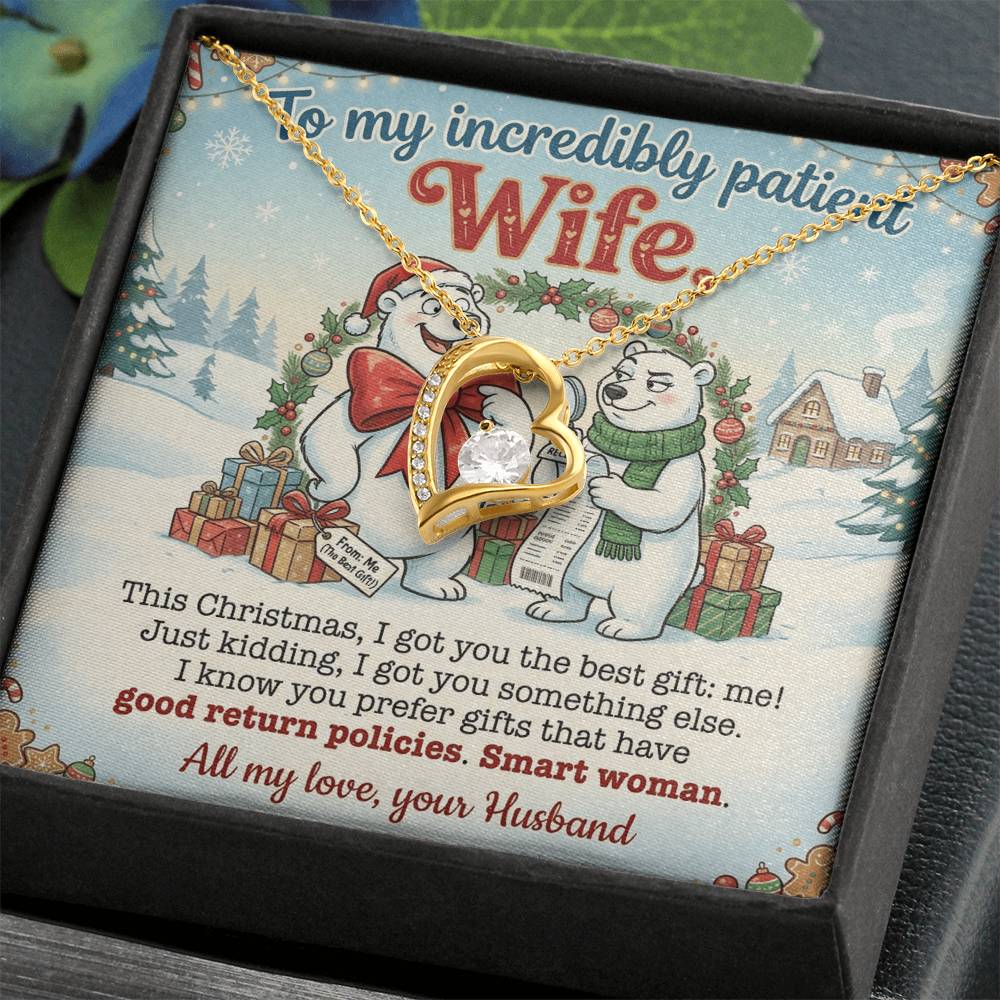 To My Wife Necklace From Husband, Funny Christmas Gift for Her, Incredibly Patient Wife, Holiday Jewelry - Love Knot Necklace-LKN77786