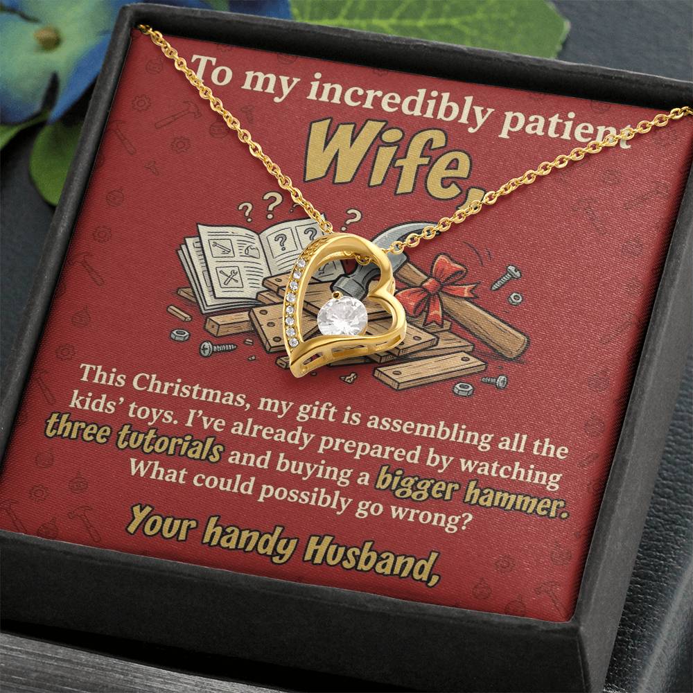 To My Wife Necklace From Husband, Funny Christmas Gift for Wife, Holiday Gift Idea for Her, Husband to Wife Gift - Love Knot Necklace-LKN23522