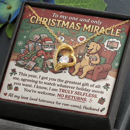 To My Christmas Miracle Necklace From Husband, Funny Christmas Gift for Wife, Romantic Holiday Jewelry, Love Knot Necklace-LKN65381
