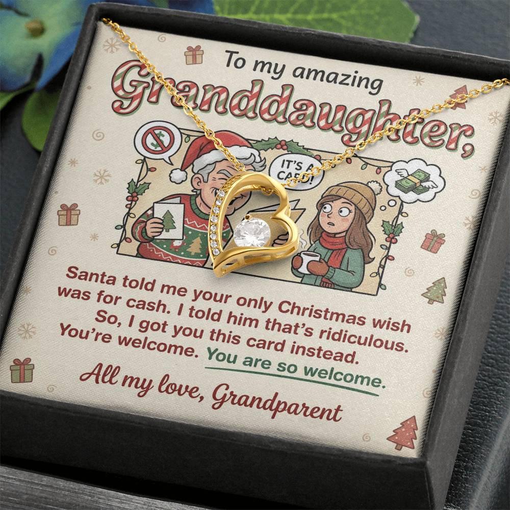 To My Granddaughter Necklace From Grandparent - Funny Christmas Gift for Her, Xmas Gift Idea from Grandparents, Love Knot Necklace-LKN20224