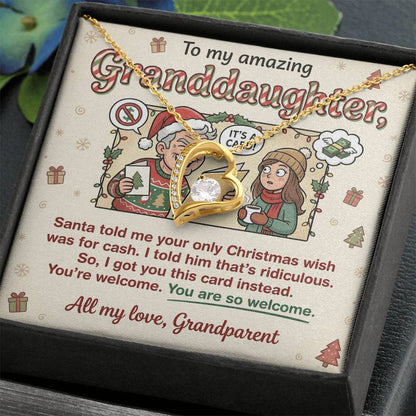 To My Granddaughter Necklace From Grandparent - Funny Christmas Gift for Her, Xmas Gift Idea from Grandparents, Love Knot Necklace-LKN20224