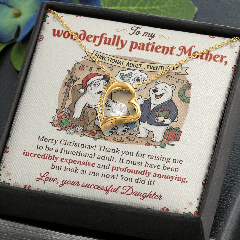 To My Mother Necklace From Daughter, Funny Christmas Gift for Mom, Birthday Gift, Holiday Jewelry Gift for Mother, Love Knot Necklace-LKN39897