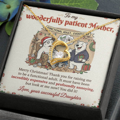 To My Mother Necklace From Daughter, Funny Christmas Gift for Mom, Birthday Gift, Holiday Jewelry Gift for Mother, Love Knot Necklace-LKN39897