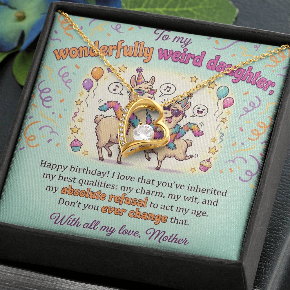 To My Daughter Necklace From Mother, Happy Birthday Gift, Funny Gift for Weird Daughter from Mom - Love Knot Necklace-LKN73327