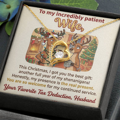 To My Wife Necklace From Husband, Funny Christmas Gift, Holiday Present for Her - Love Knot Necklace-LKN64416