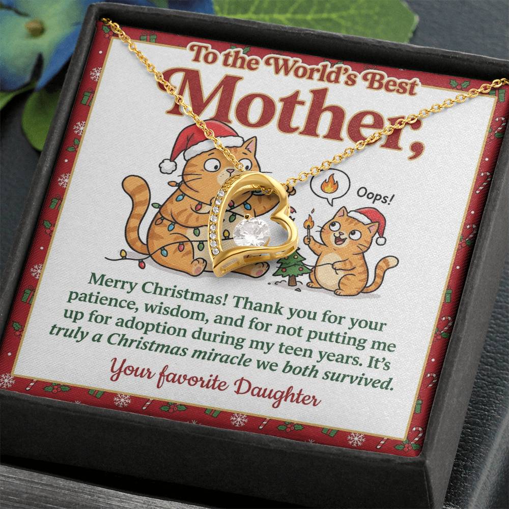 To My Mother Necklace From Daughter - Funny Christmas Gift for the World's Best Mom - Love Knot Necklace-LKN21180