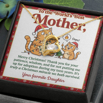 To My Mother Necklace From Daughter - Funny Christmas Gift for the World's Best Mom - Love Knot Necklace-LKN21180