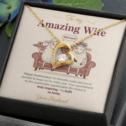 To My Wife Necklace From Husband, Funny Anniversary Gift For Her, Wife Birthday Gift - Love Knot Necklace-LKN50846