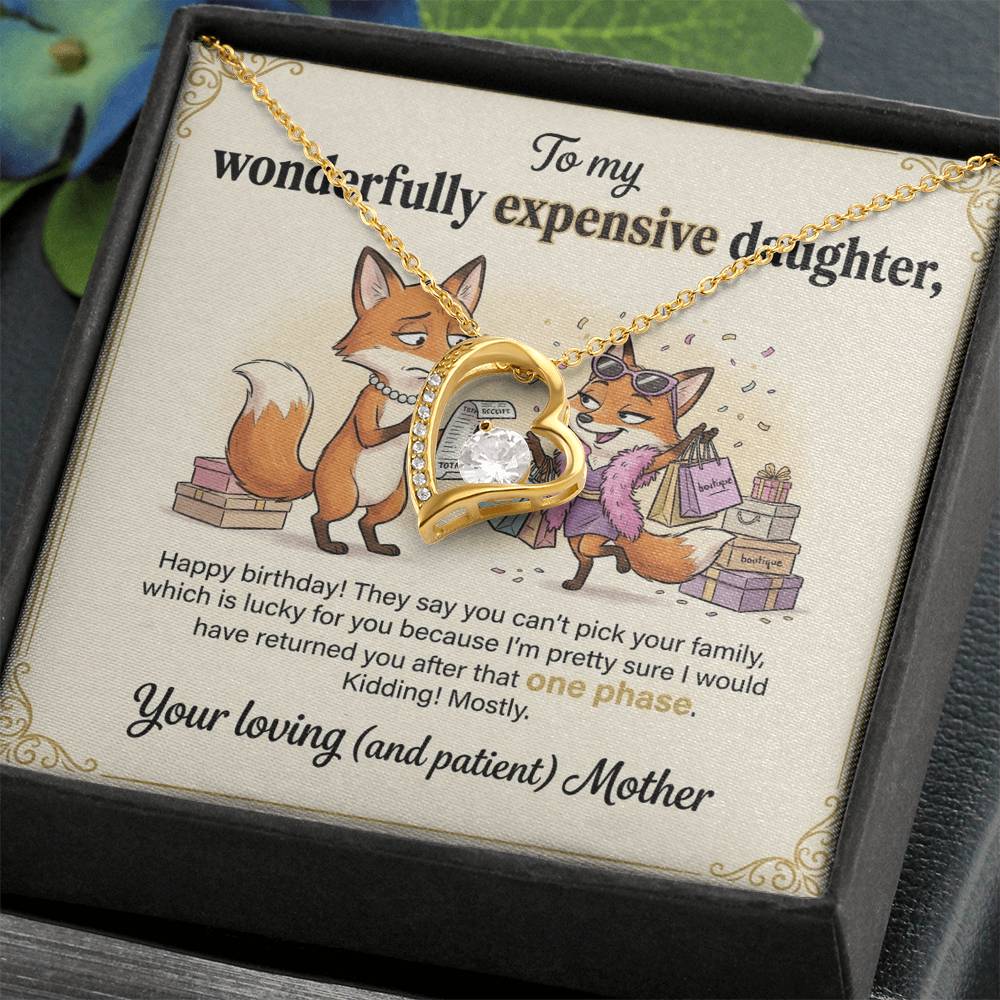 To My Daughter Necklace From Mother, Funny Birthday Gift for Daughter, Gift From Mom, Happy Birthday Daughter - Love Knot Necklace-LKN57856