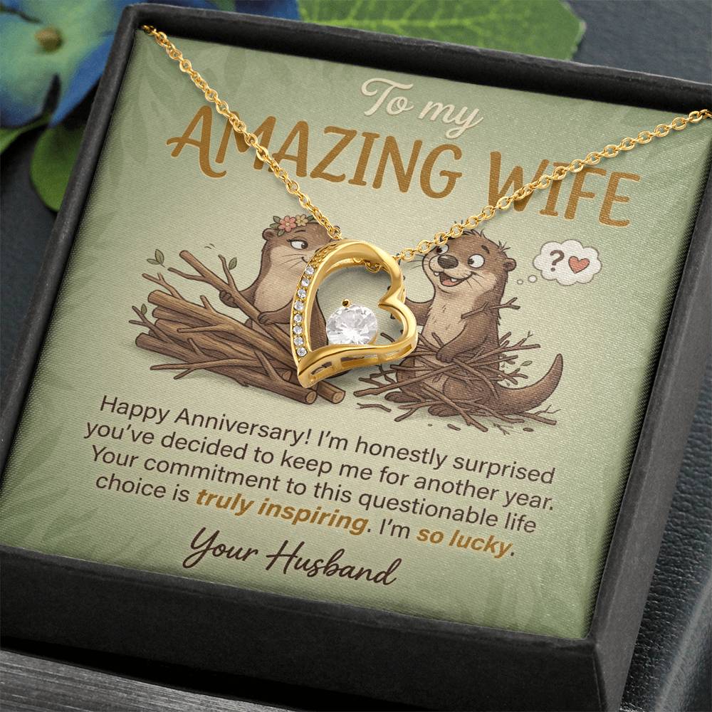 To My Wife Necklace From Husband, Funny Anniversary Gift For Her, I'm So Lucky - Love Knot Necklace-LKN13584