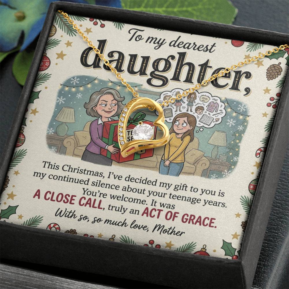 To My Daughter Necklace From Mother, Funny Christmas Gift for Daughter, Sentimental Teenage Years Present, Love Knot Necklace-LKN81682