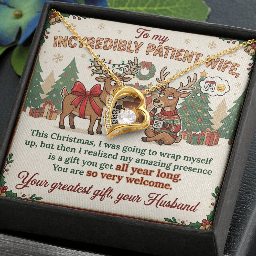 To My Wife Necklace From Husband, Funny Christmas Gift, Humorous Xmas Present for Her, Love Knot Necklace-LKN57871