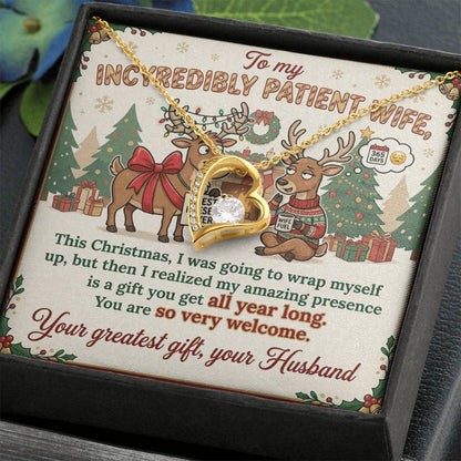 To My Wife Necklace From Husband, Funny Christmas Gift, Humorous Xmas Present for Her, Love Knot Necklace-LKN57871