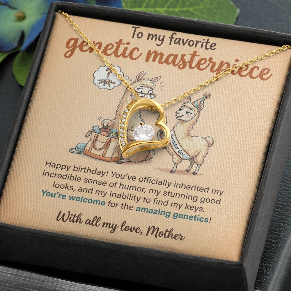 To My Genetic Masterpiece Necklace From Mother, Funny Birthday Gift For Daughter, Unique Gift From Mom - Love Knot Necklace-LKN14332