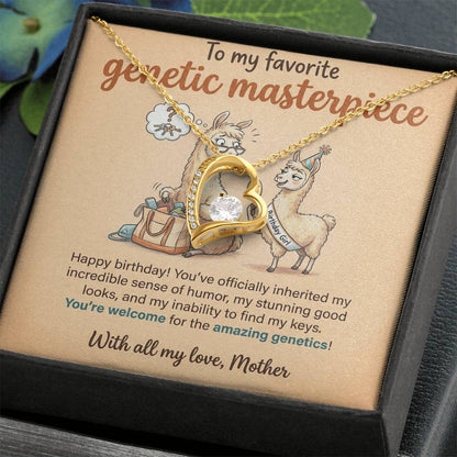 To My Genetic Masterpiece Necklace From Mother, Funny Birthday Gift For Daughter, Unique Gift From Mom - Love Knot Necklace-LKN14332