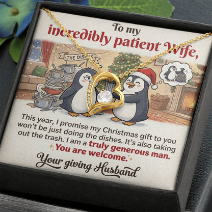 To My Wife Necklace From Husband, Funny Christmas Gift for Incredibly Patient Wife, Love Knot Necklace-LKN13588