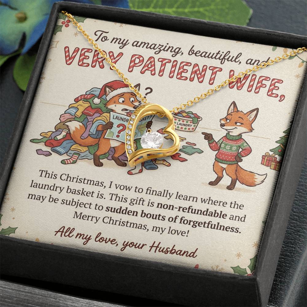 To My Wife Necklace From Husband, Funny Christmas Gift, Humorous Present for Patient Wife, Laundry Joke Gift, Love Knot Necklace-LKN17079