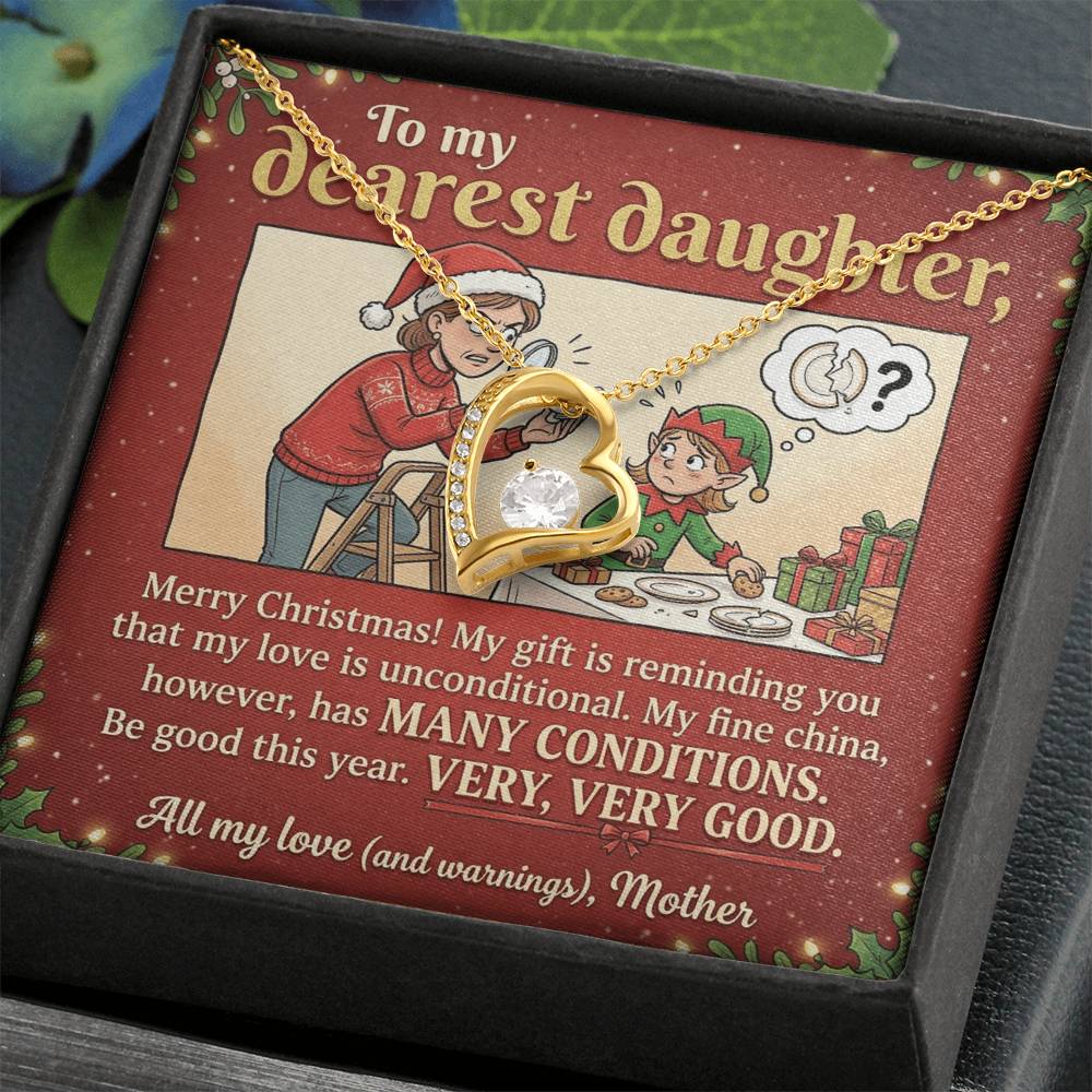 To My Daughter Necklace From Mother, Funny Christmas Gift, Unconditional Love, Holiday Present for Daughter - Love Knot Necklace-LKN99362
