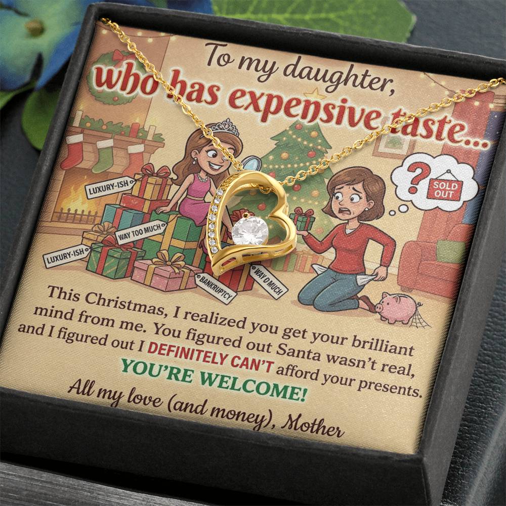 To My Daughter Necklace From Mother, Funny Christmas Gift, Sarcastic Holiday Present For Daughter From Mom, Birthday Gift - Love Knot Necklace-LKN94854